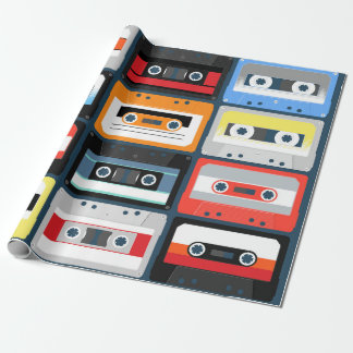 Papel De Presente Cassetes compactos. Conjunto. Ilustração de safra 