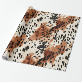 Papel De Presente Castanho-Creme-Animal Cowhide