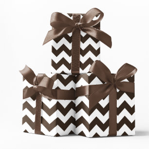 Papel De Presente Castanho e Chevron Branco