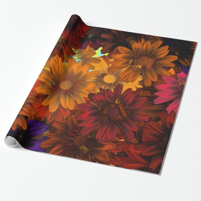 Papel De Presente Castanho em flor (Desenrolado)