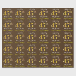 Papel De Presente Castanho, Faux Dourado "FELIZ 45 ANOS"