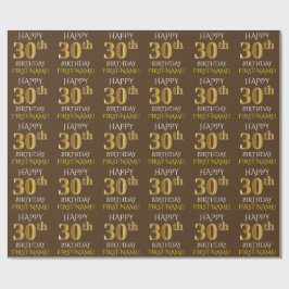 Papel De Presente Castanho, Faux Dourado "FELIZ aniversário de 30 an