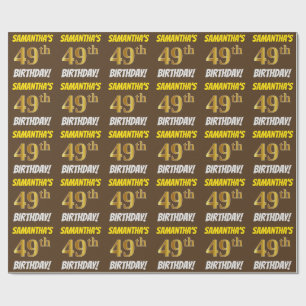 Papel De Presente Castanho, Faux/Imitação Dourada, "49 ANOS"