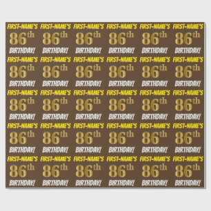 Papel De Presente Castanho, Faux/Imitação Dourada, "86º ANIVERSÁRIO"