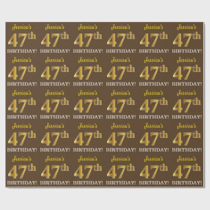 Papel De Presente Castanho, Imitação Dourada "47º ANIVERSÁRIO"