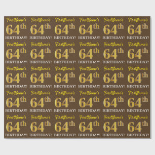 Papel De Presente Castanho, Imitação Dourada "64 ANOS"