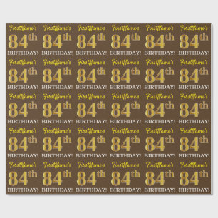 Papel De Presente Castanho, Imitação Dourada "84.º ANIVERSÁRIO"