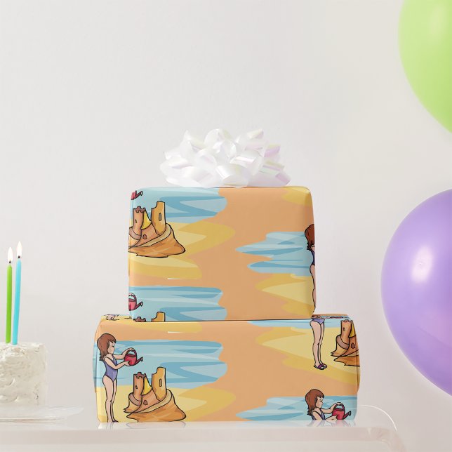 Papel De Presente Castelo de Areia na Praia (Criador carregado)