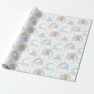 Papel De Presente Castelo De Diamante E Nuvens De Pastel Cute