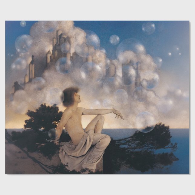 Papel De Presente Castelos no Ar de Maxfield Parrish 1904 Fantasia V (Aberto)
