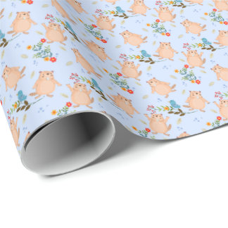 Papel De Presente Castor e Pássaro