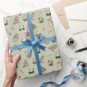 Papel De Presente Castores & Folhas de Nenúfar em Gin Green