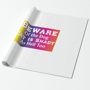 Papel De Presente Cat Art Beware Of The Dog