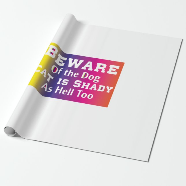 Papel De Presente Cat Art Beware Of The Dog (Desenrolado)