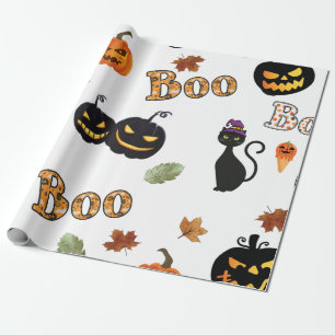 Papel De Presente Cat Boo Halloween