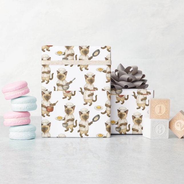 Papel De Presente Cat Chef é cozinhar café da manhã (Chá de bebê)