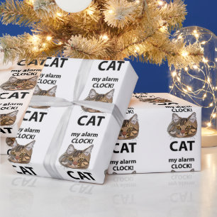 Papel De Presente Cat Face Meu Alarme Clock Tabuleiro Gato