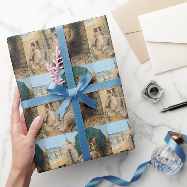 Papel De Presente Cat Lendo um Livro de Louis Wain (Presentear)