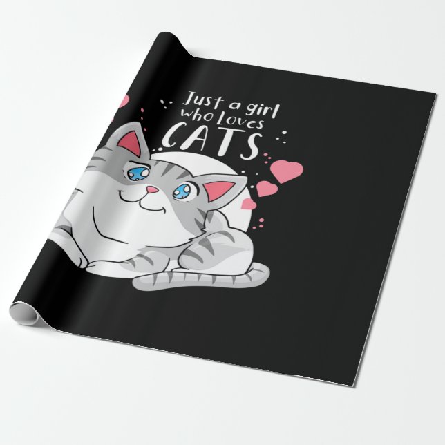Papel De Presente Cat Lover Apenas Uma Menina Que Ama Gato (Desenrolado)