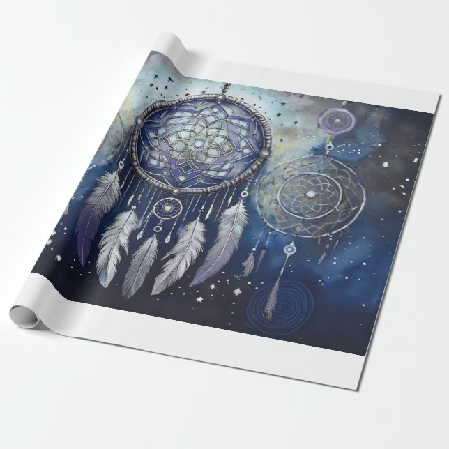 Papel De Presente Catcher de Sonho Celestial, Estrelas de Crepúsculo (Desenrolado)