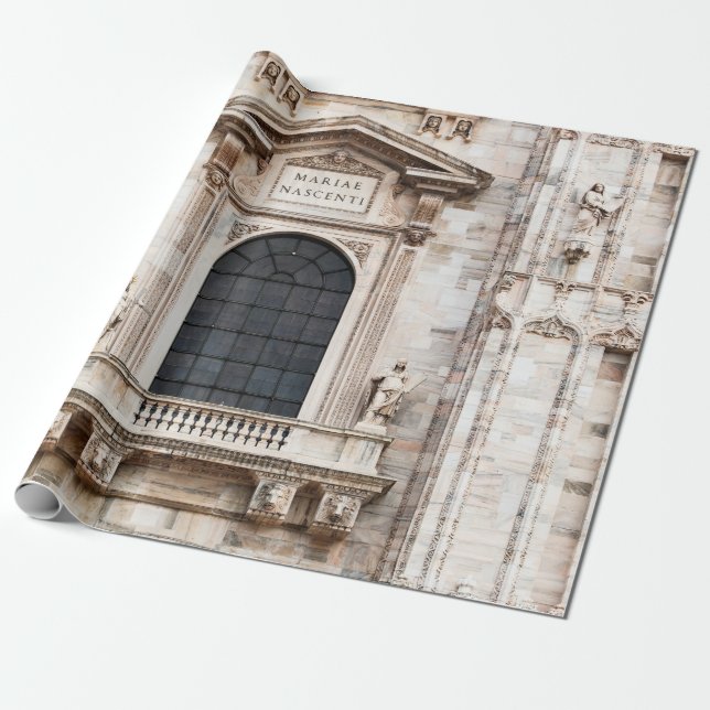 Papel De Presente Catedral de Milão. Bela tempestade italiana (Desenrolado)