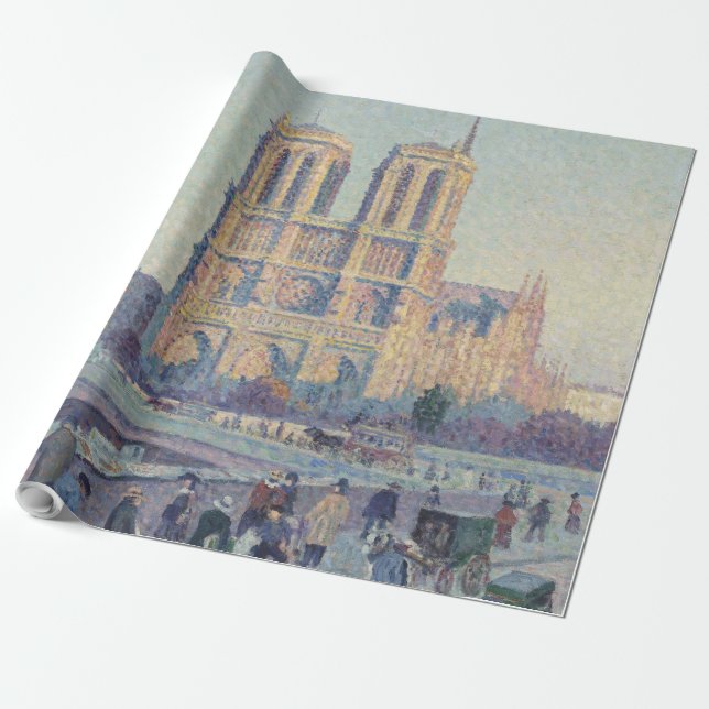 Papel De Presente Catedral de Notre Dame Paris Pintura Clássica Fran (Desenrolado)
