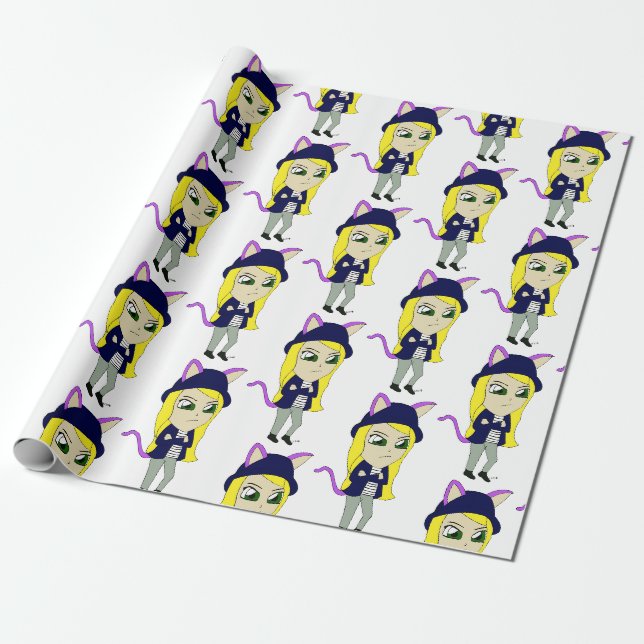 Papel De Presente catgirl chibi (Desenrolado)