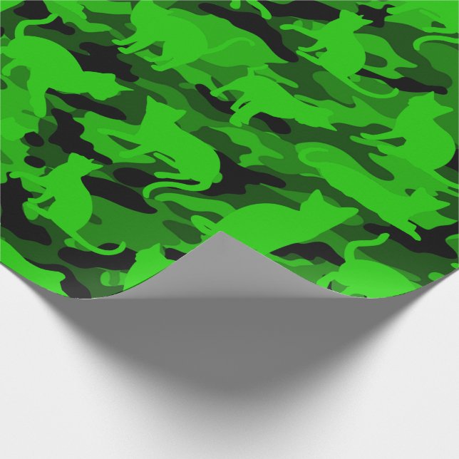 Papel De Presente Catmouflage verde de néon brilhante (Ponta)