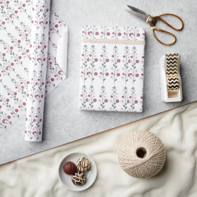Papel De Presente Caule Floral Elegante (Artesanato)
