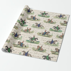 Papel De Presente Cavaleiras Elegantes do Campo Inglês Vintage