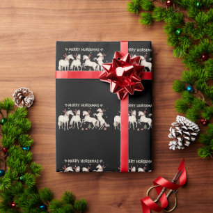 Papel De Presente Cavaleiro de Natal Amoroso Cavalos Feliz Fazendeir