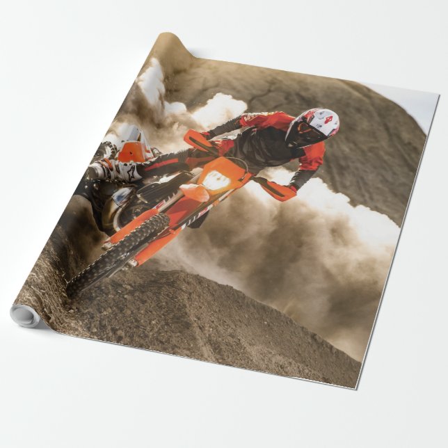Papel De Presente Cavaleiro Motocross (Desenrolado)