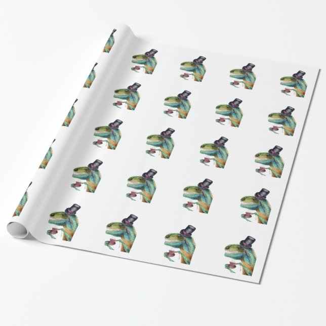 Papel De Presente Cavalheiro vitoriano Tyrannosaurus Rex (Desenrolado)