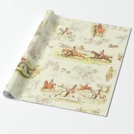 Papel De Presente Cavalheiros Ingleses Clássicos Vintage Caça com Cã