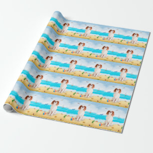 Papel De Presente Cavalier King Cachorro na Praia