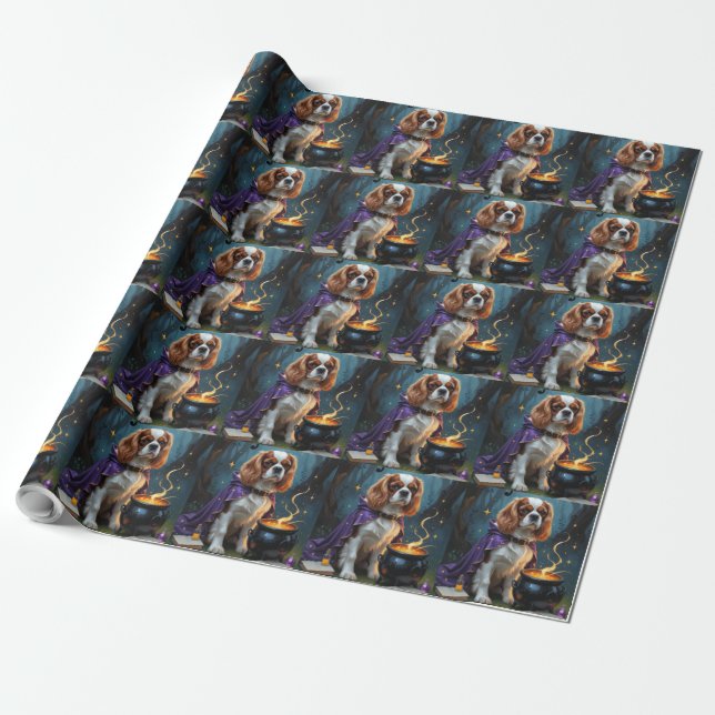 Papel De Presente Cavalier King Charles Spaniel Caprichoso de Hallow (Desenrolado)