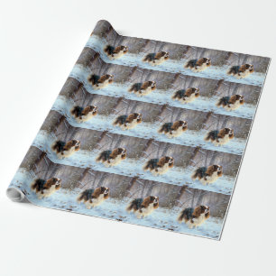Papel De Presente Cavalier King Charles Spaniel Deixe Nevar Natal