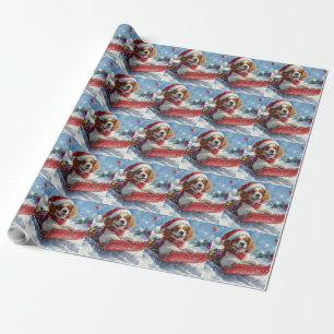 Papel De Presente Cavalier King Charles Spaniel Dog Sledge Natal