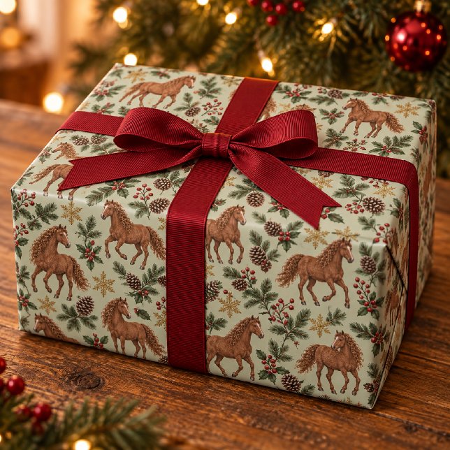 Papel De Presente Cavalo Americano Bashkir Curly Natal (Criador carregado)