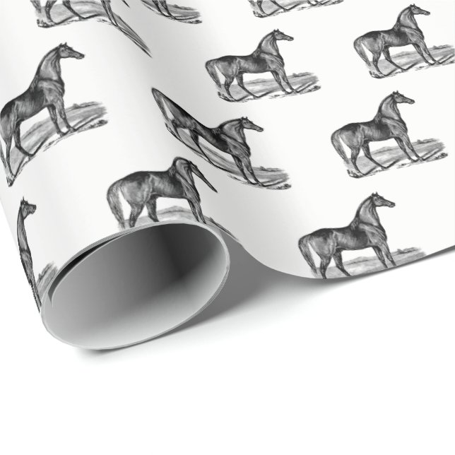 Papel De Presente Cavalo Antigo em Pé (Ponta do rolo)