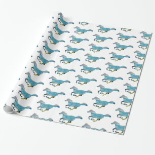 Papel De Presente Cavalo azul