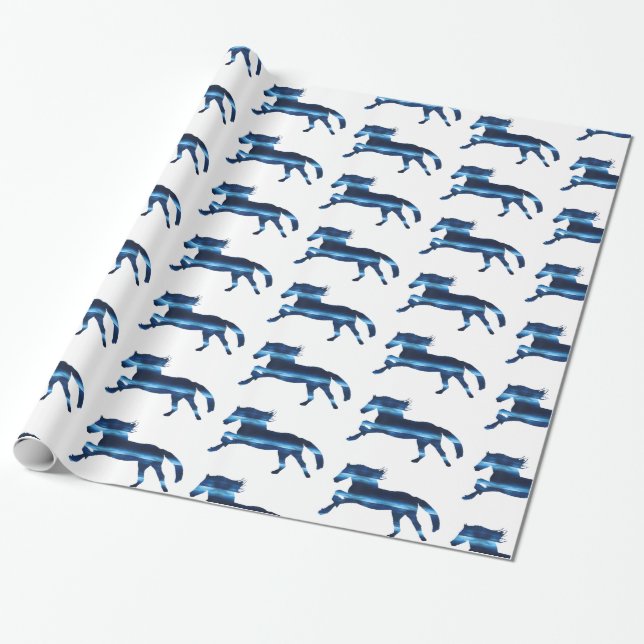 Papel De Presente Cavalo Azul (Desenrolado)