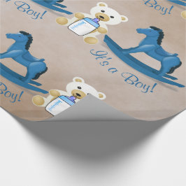 Papel De Presente Cavalo Azul Rocking É UM GAROTO!