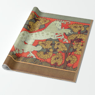 Papel De Presente CAVALO BRANCO RAMPANTE, ÁRVORES NA WOODLAND Art No