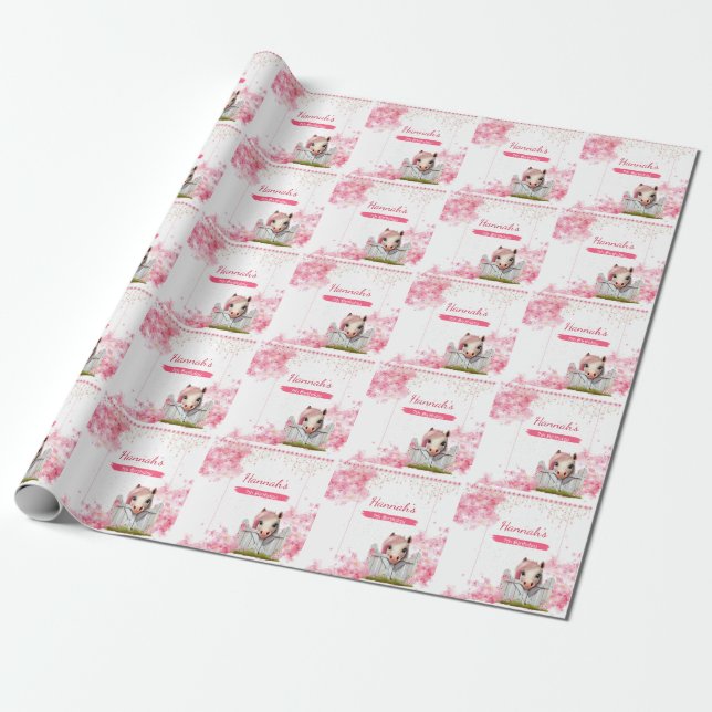 Papel De Presente Cavalo Cachorro, Rosa Rosa, Rosa, Personalizado (Desenrolado)