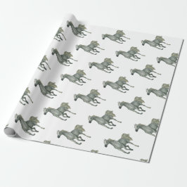 Papel De Presente Cavalo cinzento Running