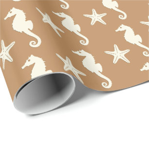 Papel De Presente Cavalo-da-praia - cacau castanho e bege