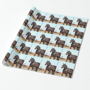 Papel De Presente Cavalo de Amish Rural e Buggy