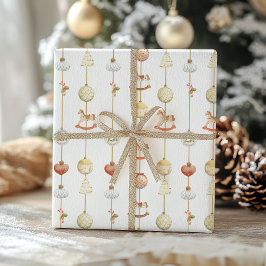 Papel De Presente Cavalo de Balanço de Natal Elegante Vintage