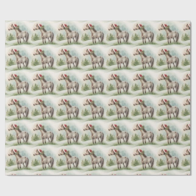 Papel de Presente Cavalo de Inverno com Chapéu de  (Aberto)